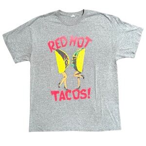 Red Hot Tacos! Gray Graphic Funny Food T-Shirt Large